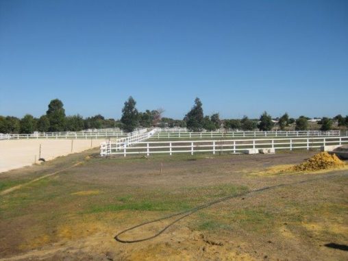 1L Paddocks post and rail painted White before Indoor Arena