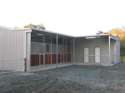 Stables in a line with feed/Tack/Wash Bay