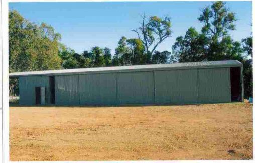 Commercial shed with sliding doors and office at the front